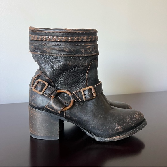 Freebird by Steven - Distressed Tahoe Harness Moto Heeled Boot Brown/Black Sz 8